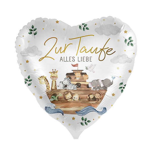 Premioloon Ballon Herz Arche "Alles Liebe zur Taufe"
