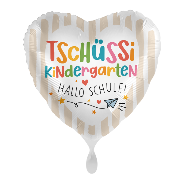 Premioloon Ballon Herz Tschüssi Kindergarten - hallo Schule