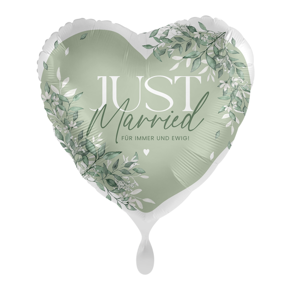 Premioloon Ballon "Just Married" Eukalyptus
