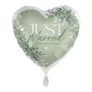 Premioloon Ballon "Just Married" Eukalyptus