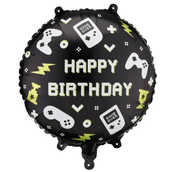 PartyDeco Ballon Gaming Happy Birthday