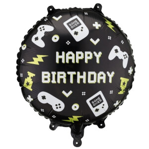 PartyDeco Ballon Gaming Happy Birthday