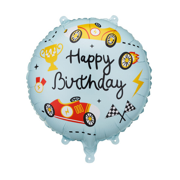 PartyDeco Ballon Autos Happy Birthday