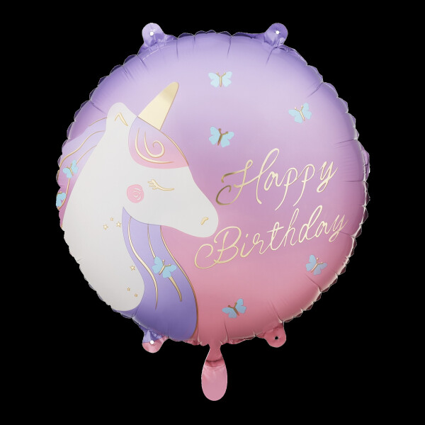 PartyDeco Ballon Einhorn Happy Birthday