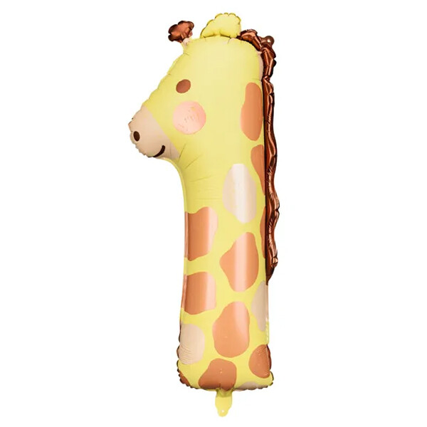 PartyDeco Ballon Zahl 1 Giraffe
