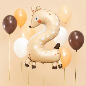 PartyDeco Ballon Zahl 2 Reh