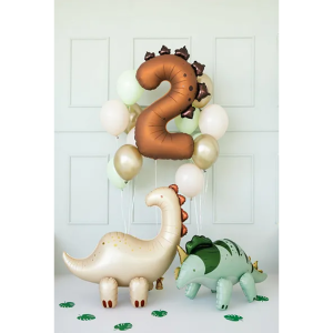 PartyDeco Ballon Zahl 2 Dino