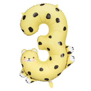 PartyDeco Ballon Zahl 3 Leopard