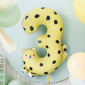 PartyDeco Ballon Zahl 3 Leopard