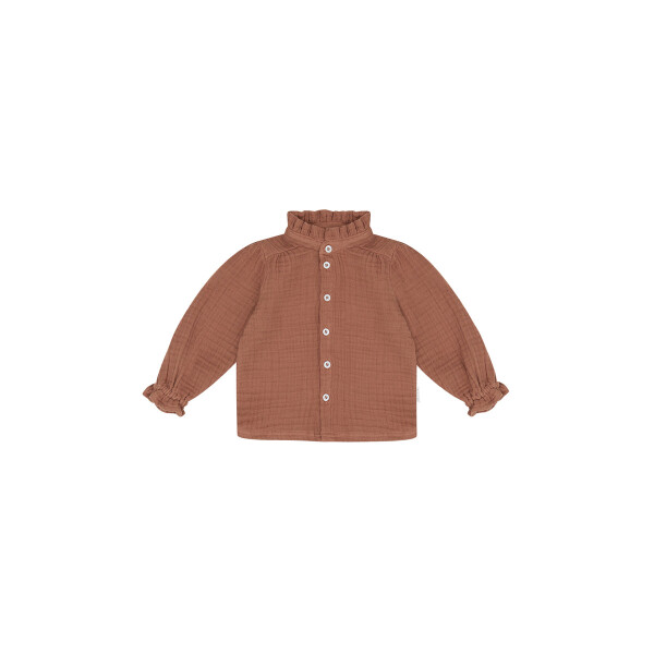 Leevje Musselinbluse mit Rüschenkragen für Mädchen pecan