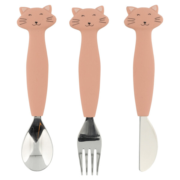 Trixie Kinderbesteck Set aus Silikon 3-teilig - Mrs. Cat