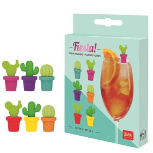 Legami Set mit 6 Glasmarkierern - Fiesta! - Kaktus