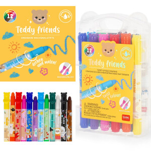 Legami Set mit 12 Wachsstiften zum Drehen - Teddy Friends