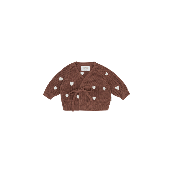 Leevje Baby-Strickjacke zum Wickeln Hearts pecan