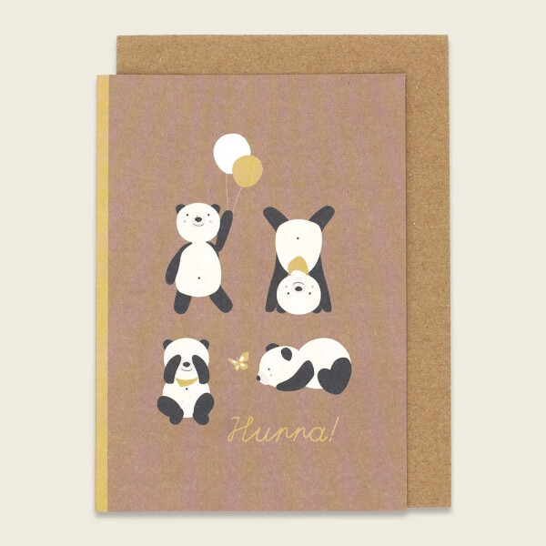 Ava & Yves Glückwunschkarte Geburt Hurra Panda