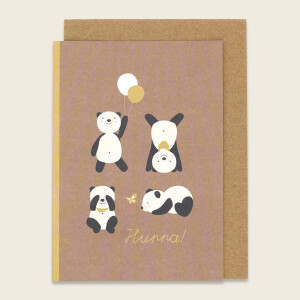 Ava & Yves Glückwunschkarte Geburt Hurra Panda