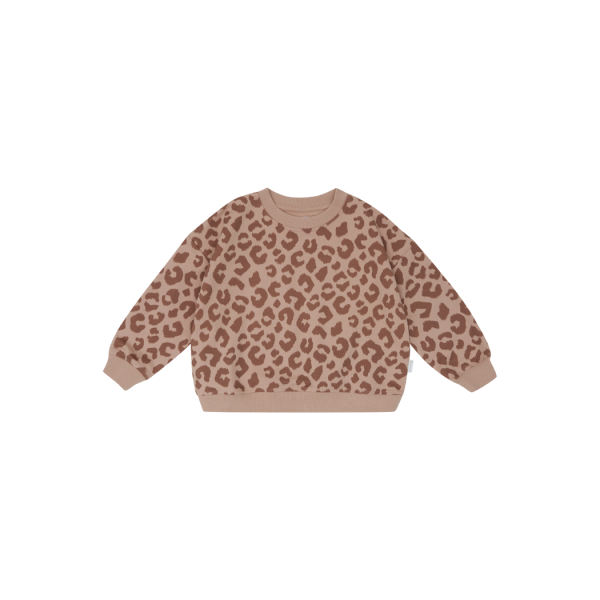 Leevje Oversized-Sweatshirt Brown Leopard